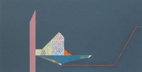 Insula, colaj, tehnica mixta, 45x88, 2013